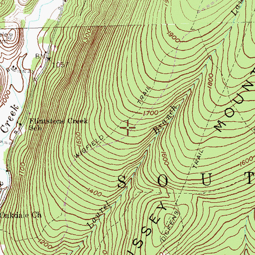 Topographic Map of Wigfield Trail, PA