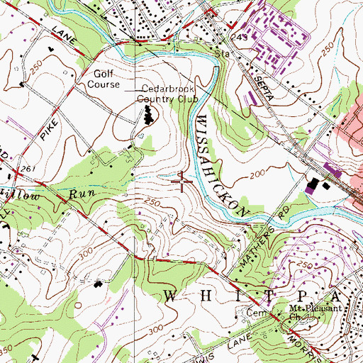 Topographic Map of Willow Run, PA