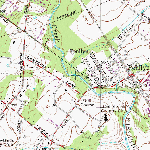 Topographic Map of Willow Run, PA