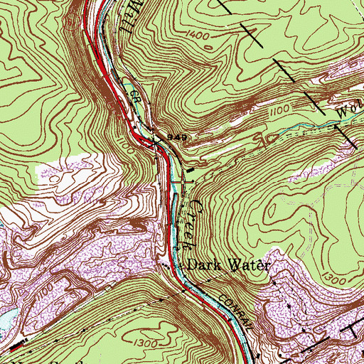 Topographic Map of Wolf Creek, PA