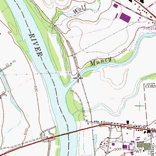 Topographic Map of Wolf Run, PA