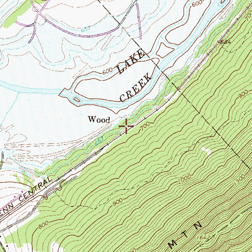 Topographic Map of Wood, PA