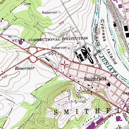 Topographic Map of Woodcock Valley, PA