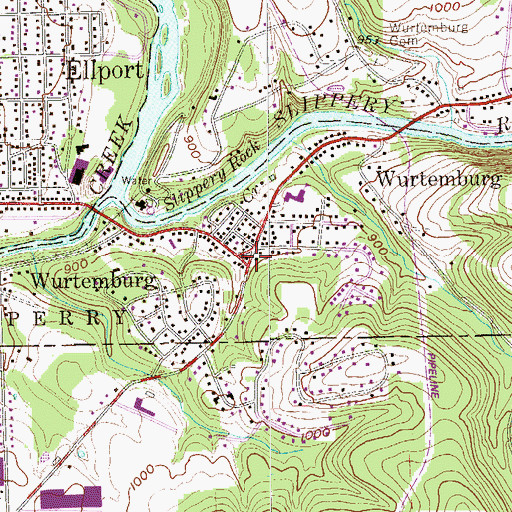 Topographic Map of Wurtemburg, PA