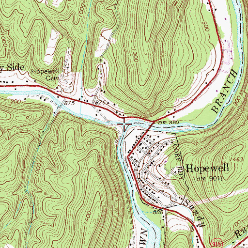 Topographic Map of Yellow Creek, PA