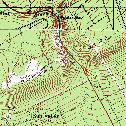 Topographic Map of Pohopco Mountains, PA