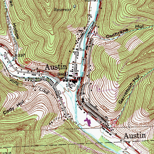 Topographic Map of Austin, PA