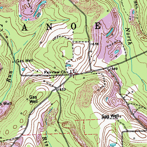 Topographic Map of Fairview Church, PA