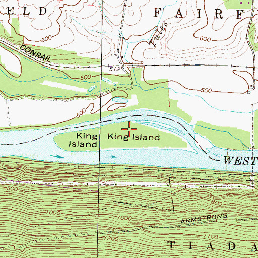 Topographic Map of King Island, PA