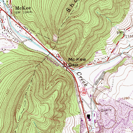 Topographic Map of McKee Gap, PA