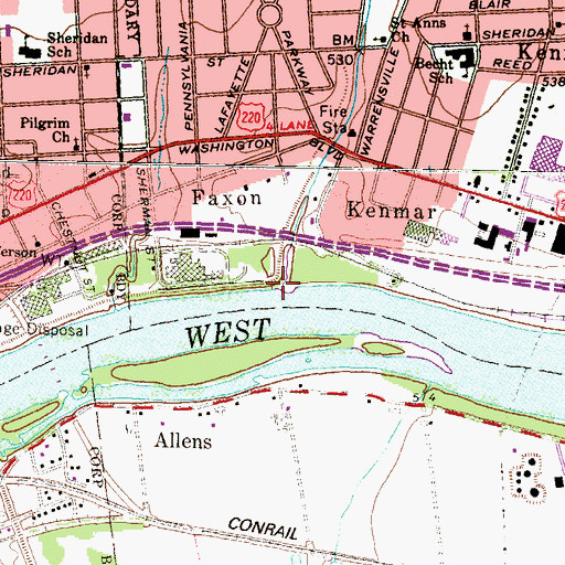 Topographic Map of Millers Run, PA