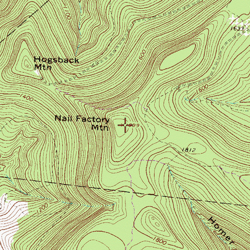 Topographic Map of Nail Factory Mountain, PA