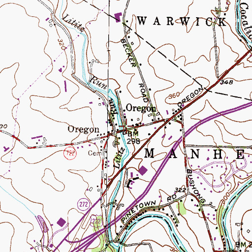 Topographic Map of Oregon, PA