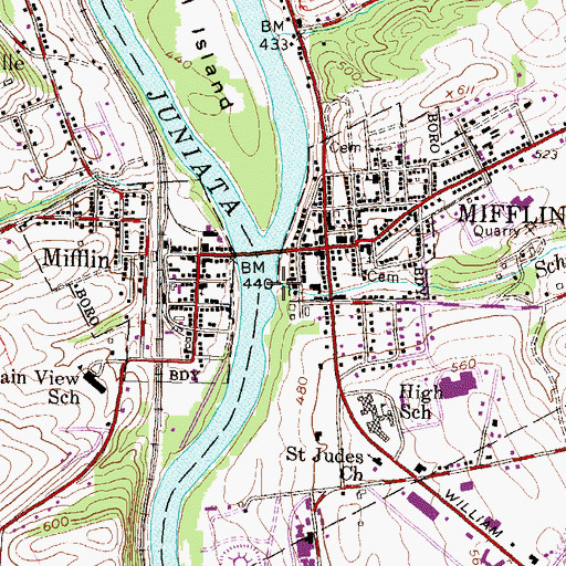 Topographic Map of Schweyer Run, PA