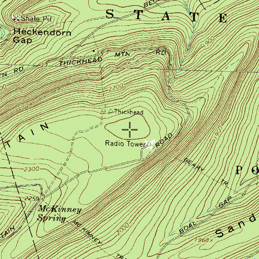 Topographic Map of Thickhead Mountain, PA