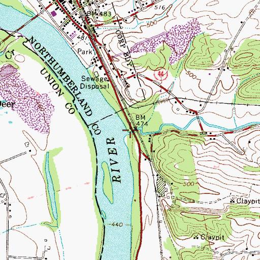 Topographic Map of Warrior Run, PA