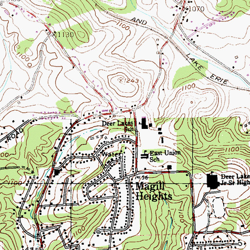 Topographic Map of West Deer High School, PA
