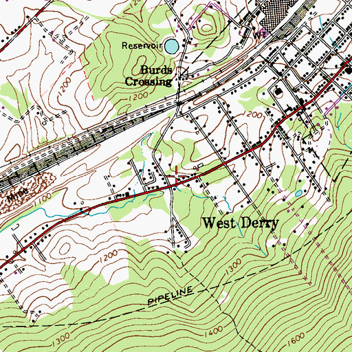 Topographic Map of West Derry, PA