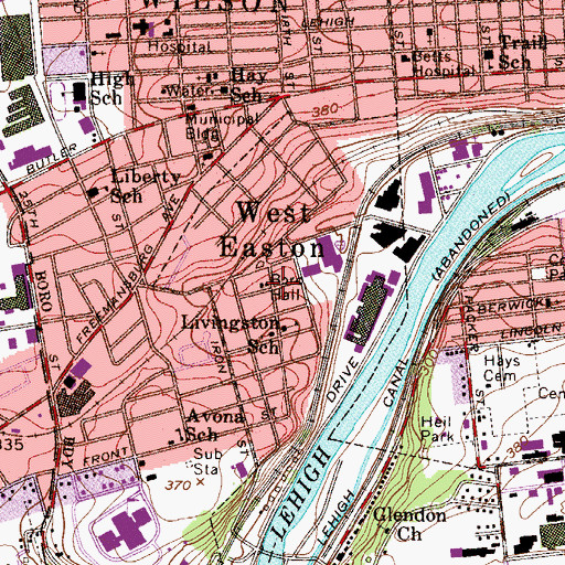Topographic Map of West Easton, PA