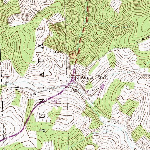 Topographic Map of West End, PA