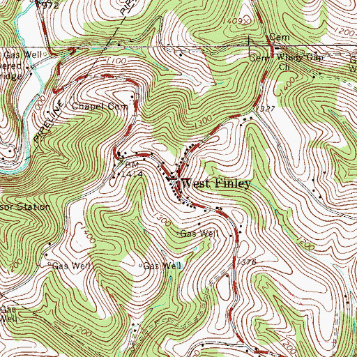 Topographic Map of West Finley, PA