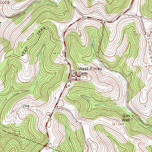 Topographic Map of West Finley Cemetery, PA
