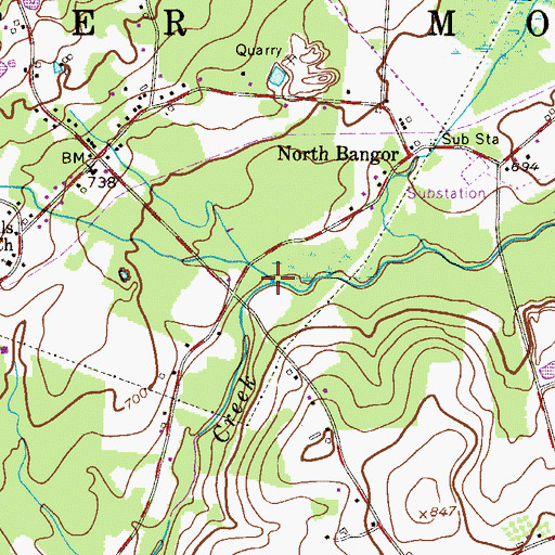 Topographic Map of West Fork Martins Creek, PA
