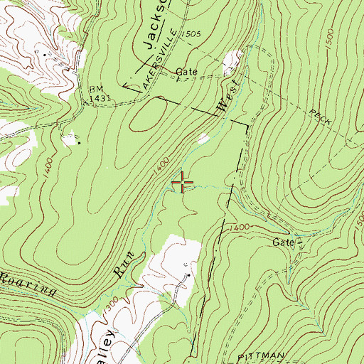 Topographic Map of West Fork Roaring Run, PA