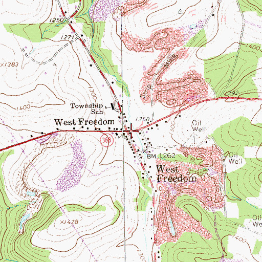 Topographic Map of West Freedom, PA