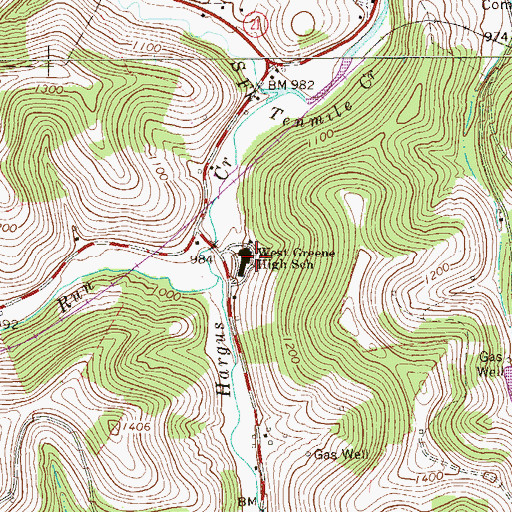 Topographic Map of West Greene High School, PA