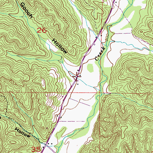 Topographic Map of Gooch Hollow, AL