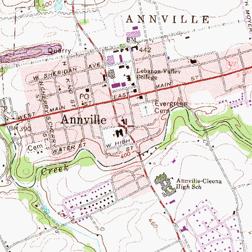 Topographic Map of West High School, PA
