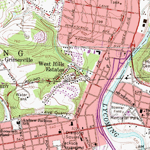 Topographic Map of West Hills Estates, PA