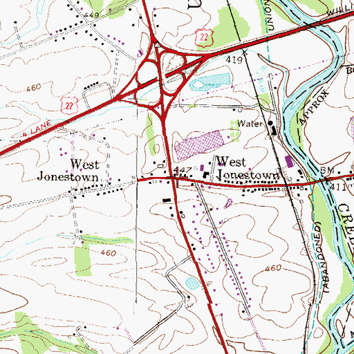 Topographic Map of West Jonestown, PA