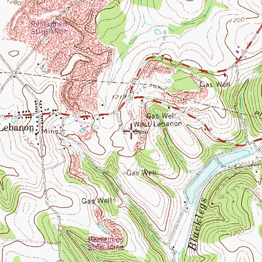 Topographic Map of West Lebanon Cemetery, PA