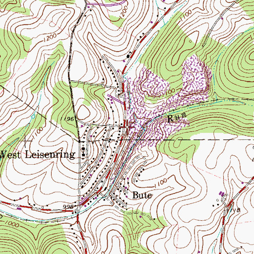 Topographic Map of West Leisenring, PA