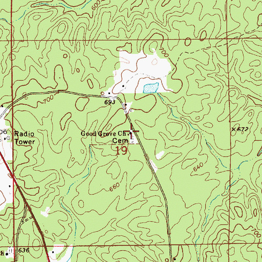 Topographic Map of Good Grove Church, AL