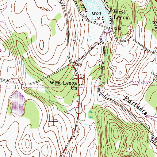 Topographic Map of West Lenox Church, PA