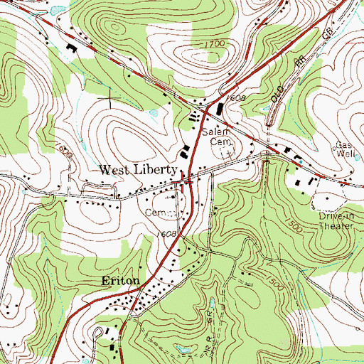 Topographic Map of West Liberty, PA