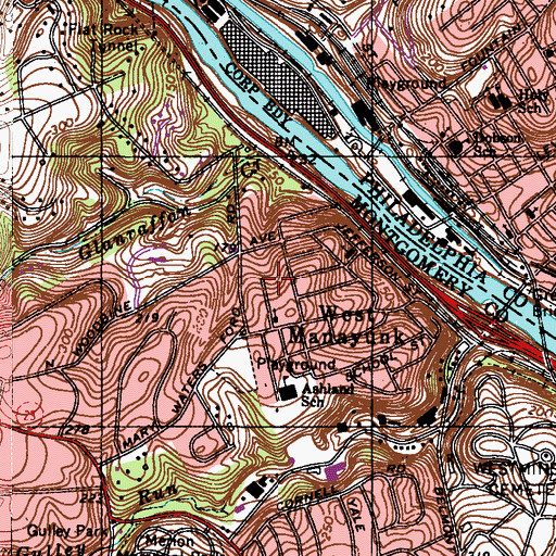 Topographic Map of West Manayunk, PA