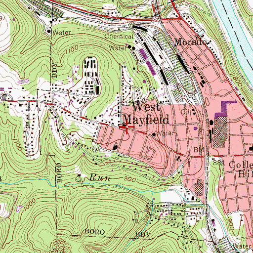 Topographic Map of West Mayfield, PA