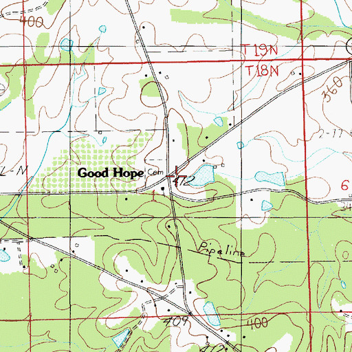 Topographic Map of Good Hope, AL