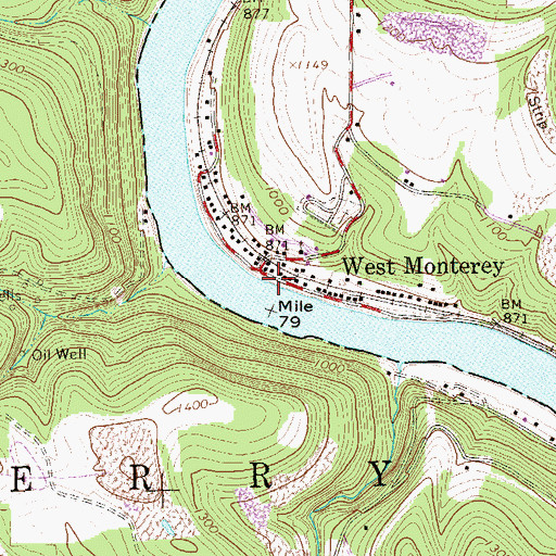 Topographic Map of West Monterey, PA