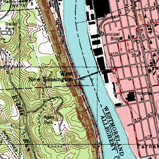 Topographic Map of West New Kensington, PA