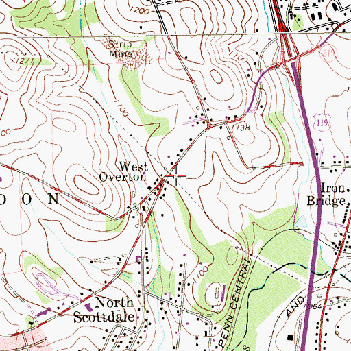 Topographic Map of West Overton, PA