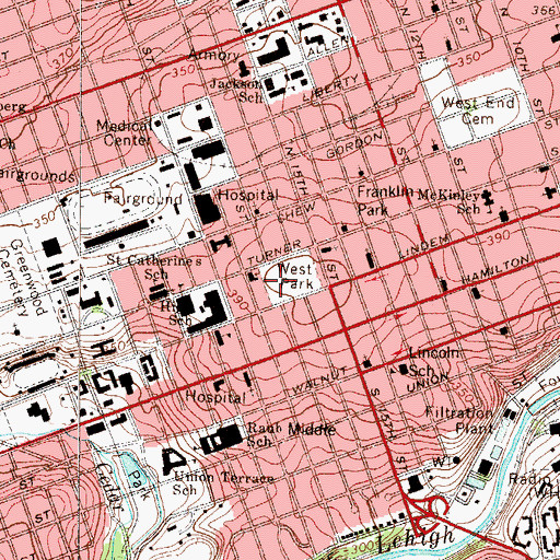 Topographic Map of West Park, PA