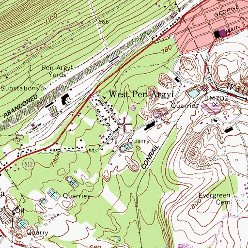 Topographic Map of West Pen Argyl, PA