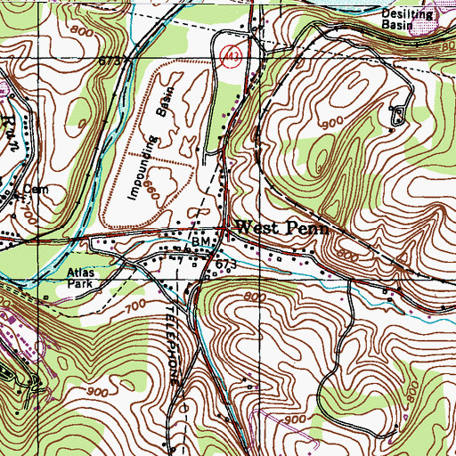 Topographic Map of West Penn, PA