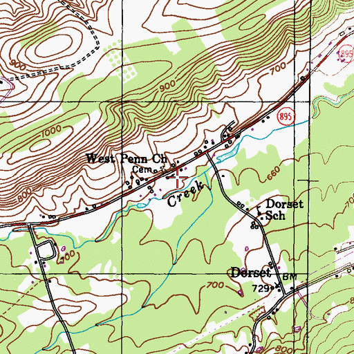 Topographic Map of West Penn Church, PA