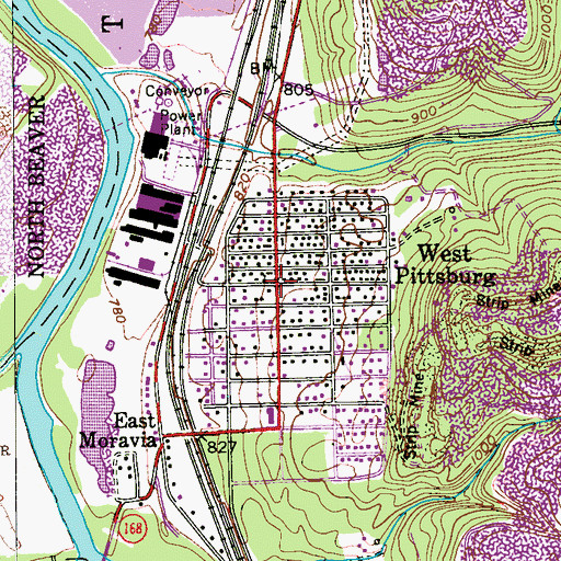 Topographic Map of West Pittsburg, PA